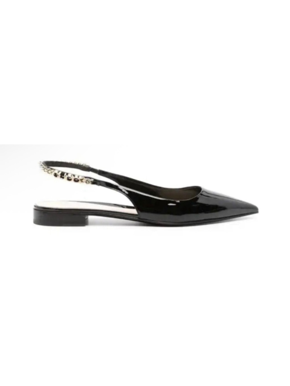 Gucci Signorina Leather Ballet Flats 8.5 Black Gold Classic